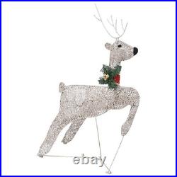 Reindeer And Sleigh Christmas Decoration Set of 4 Gold Mesh, Metal Reindeer And Sleigh Christmas Decoration Set of 4 Gold Mesh, Metal