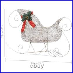 Reindeer And Sleigh Christmas Decoration Set of 4 Gold Mesh, Metal Reindeer And Sleigh Christmas Decoration Set of 4 Gold Mesh, Metal