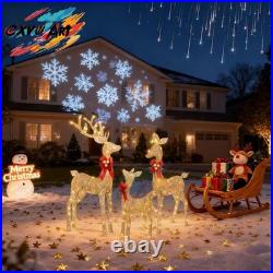 Reindeer Christmas Decoration for Yard, 3-Piece Light Up Reindeer Family for
