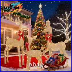 Reindeer Christmas Decoration for Yard, 3-Piece Light Up Reindeer Family for