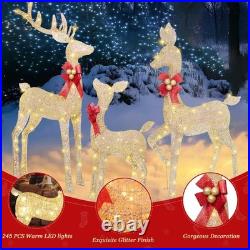 Reindeer Christmas Decoration for Yard, 3-Piece Light Up Reindeer Family for