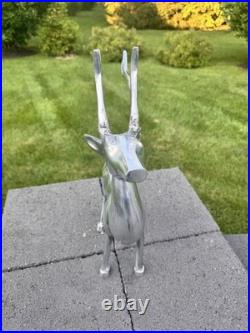 Reindeer Statue Silver Tone Figure Christmas Decor Tall 19 cast aluminum Reindeer Statue Silver Tone Figure Christmas Decor Tall 19 cast aluminum