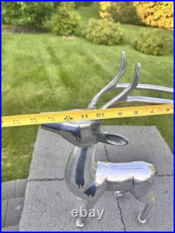 Reindeer Statue Silver Tone Figure Christmas Decor Tall 19 cast aluminum Reindeer Statue Silver Tone Figure Christmas Decor Tall 19 cast aluminum