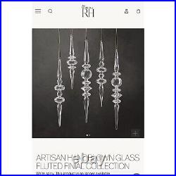 Restoration Hardware ARTISAN Handblown Glass Ornament Clear 10 FLUTED FINIAL