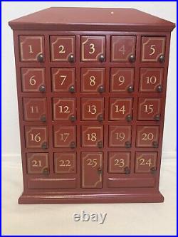 Restoration Hardware Heavy Wooden Advent Calendar 12 x 17 Missing One Door Knob