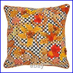 Retired Mackenzie Childs Falling Leaves Courtly Check Throw Pillow - Bnib