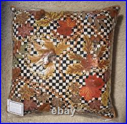 Retired Mackenzie Childs Falling Leaves Courtly Check Throw Pillow - Bnib