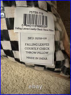 Retired Mackenzie Childs Falling Leaves Courtly Check Throw Pillow - Bnib