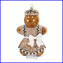 Retired Mackenzie Childs Farmhouse Gingerbread Girl Glass Ornament Bnib