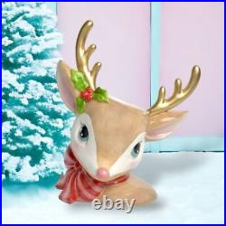 Retro Brown Deer Head Vase Christmas Decor SHIPS WITHIN 15 DAYS