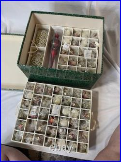 Retro Christmas Ornaments Lot of 100 with Tree Topper, Beads, & Lg Skirt FAST SHIP