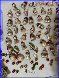 Retro Christmas Ornaments Lot of 100 with Tree Topper, Beads, & Lg Skirt FAST SHIP