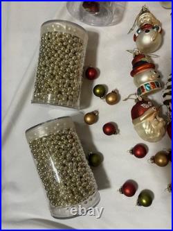 Retro Christmas Ornaments Lot of 100 with Tree Topper, Beads, & Lg Skirt FAST SHIP