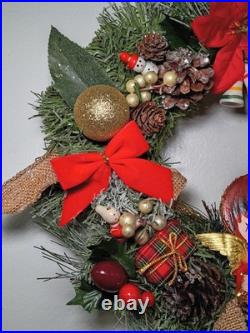 Retro Vintage Kitschy Painted Angel Christmas Wreath Holiday Handmade OOAK Japan