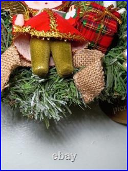 Retro Vintage Kitschy Painted Angel Christmas Wreath Holiday Handmade OOAK Japan