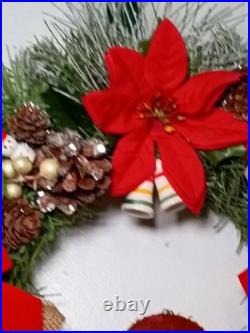 Retro Vintage Kitschy Painted Angel Christmas Wreath Holiday Handmade OOAK Japan