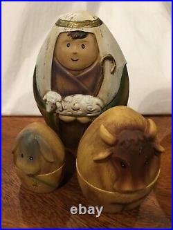 Roman Three Kings Holy Family Shepherd Christmas Nativity Nesting Dolls