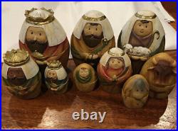 Roman Three Kings Holy Family Shepherd Christmas Nativity Nesting Dolls