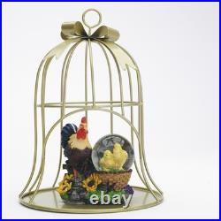 Rooster and Chicks Snow Globe with Protective Display Cage