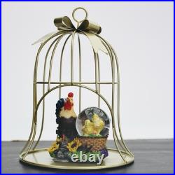 Rooster and Chicks Snow Globe with Protective Display Cage
