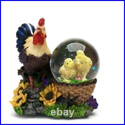 Rooster and Chicks Snow Globe with Protective Display Cage
