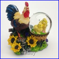 Rooster and Chicks Snow Globe with Protective Display Cage