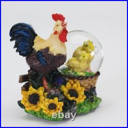 Rooster and Chicks Snow Globe with Protective Display Cage