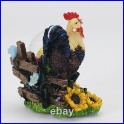 Rooster and Chicks Snow Globe with Protective Display Cage