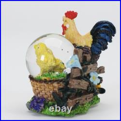 Rooster and Chicks Snow Globe with Protective Display Cage