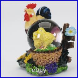 Rooster and Chicks Snow Globe with Protective Display Cage