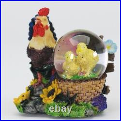 Rooster and Chicks Snow Globe with Protective Display Cage