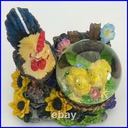 Rooster and Chicks Snow Globe with Protective Display Cage