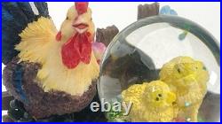 Rooster and Chicks Snow Globe with Protective Display Cage