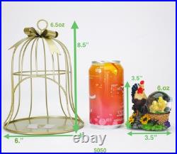 Rooster and Chicks Snow Globe with Protective Display Cage