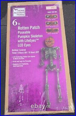 Rotten Patch 6 ft Poseable Pumpkin Skeleton LCD Life Eyes Halloween 2021 HTF