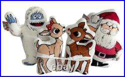 Rudolph Red Nosed Reindeer Clarice Santa Claus Bumble Set of 4 Christmas Pillows