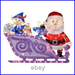 Rudolph the Red-Nosed Reindeer 42in Wide Rudolph Santa and Sleigh 2D PreLit Yard