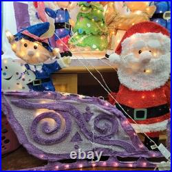 Rudolph the Red Nosed Reindeer Christmas 3D Tinsel Lighted Yard Decor 7pc Set