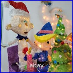 Rudolph the Red Nosed Reindeer Christmas 3D Tinsel Lighted Yard Decor 7pc Set