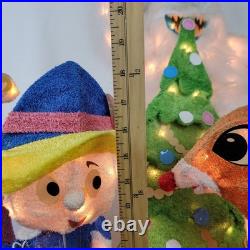 Rudolph the Red Nosed Reindeer Christmas 3D Tinsel Lighted Yard Decor 7pc Set