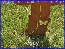 Rustic Metal Garden Silhouette Boy and Girl Yard Art Weathered Corten Steel Deco
