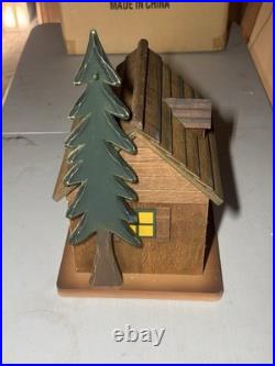 Rustic Wood Log Cabin Advent Calendar on Turntable 24 Doors 13 Figures Christmas