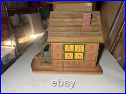 Rustic Wood Log Cabin Advent Calendar on Turntable 24 Doors 13 Figures Christmas