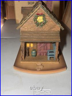 Rustic Wood Log Cabin Advent Calendar on Turntable 24 Doors 13 Figures Christmas