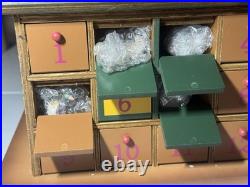 Rustic Wood Log Cabin Advent Calendar on Turntable 24 Doors 13 Figures Christmas