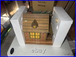 Rustic Wood Log Cabin Advent Calendar on Turntable 24 Doors 13 Figures Christmas