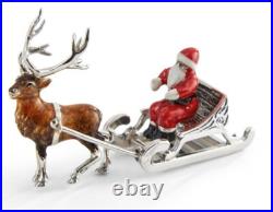 SATURNO Silver and Enamel SANTA ON SLEIGH Hallmarked Sterling Silver SATURNO Silver and Enamel SANTA ON SLEIGH Hallmarked Sterling Silver