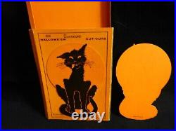 SCRACE-DENNISON HALLOWEEN Die Cut CAT Cut- Outs & Original Box-Made in USA