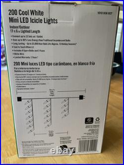 SIX BOXES Home Accents Holiday 200 Cool White Mini LED Icicle Lights
