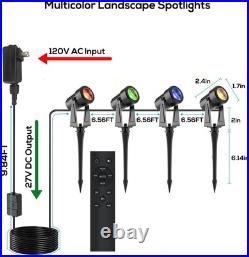 SUNTHIN Outdoor Landscape Lighting with Remote, RGBW Color 6 Pack, Multicolor SUNTHIN Outdoor Landscape Lighting with Remote, RGBW Color 6 Pack, Multicolor